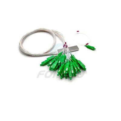 qualità  1x32 0.9mm FTTH Micro PLC Fiber Optic Splitter Cable Copuler Fabbrica