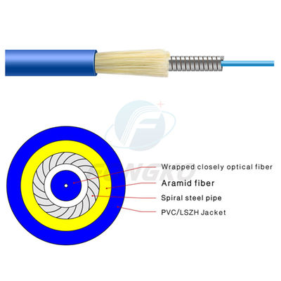 qualità  Single Mode Simplex Armored Optical Fiber Cable GJSFJV With PVC Jacket Fabbrica