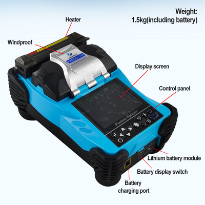 Splicer di fusione in fibra ottica blu batteria 4800mAh 2 lingue