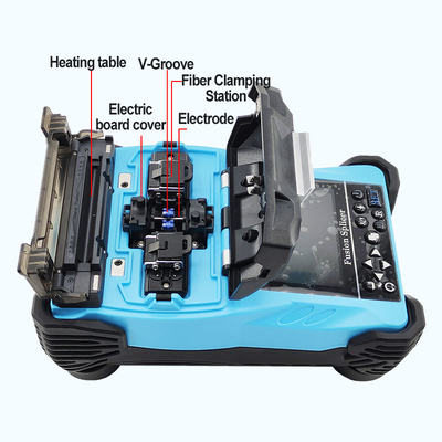 Splicer di fusione in fibra ottica blu batteria 4800mAh 2 lingue